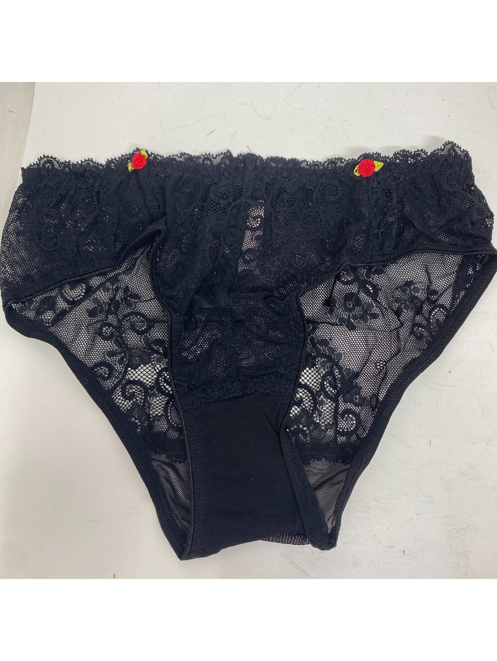 Victoria's Secret Lace Bikini Panty Black Rose Detail Size S Style 163006